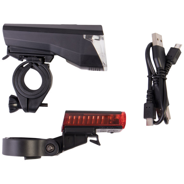 Gregster Alumbrado LED para bicicleta, juego de luces para bicicleta con luz frontal, trasera, cable de carga USB y soporte -