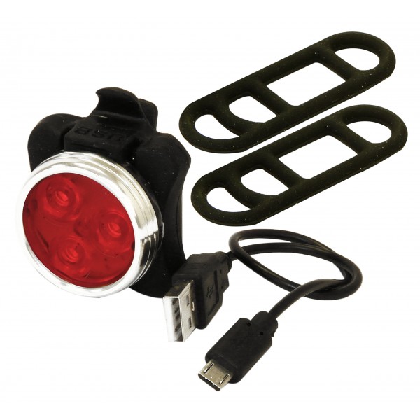 Rolson Unisex 61608 3 SMD carga USB rojo bicicleta luz, negro, tamaño mediano