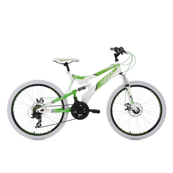 KS Cycling Niños Mountain Bike MTB Fully Topeka bicicleta, blanco y verde, 24