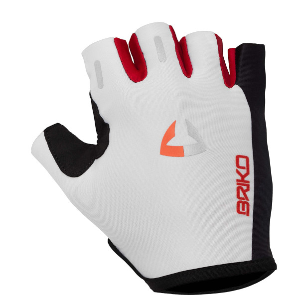 Briko Evolution Pro Glove - Guantes de ciclismo cortos unisex, color blanco/negro/rojo, talla S