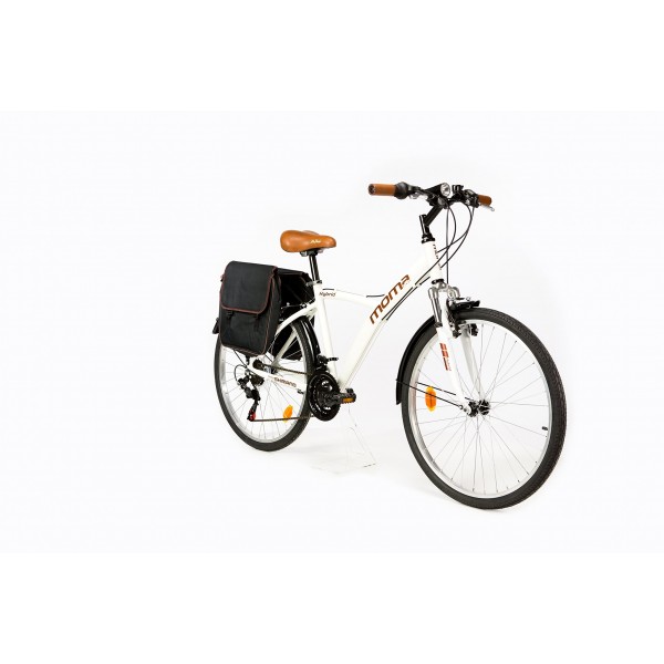 Moma Bikes Bicicleta Trekking/Paseo HYBRID 26", Alu, SHIMANO 18V, Susp. Delant.