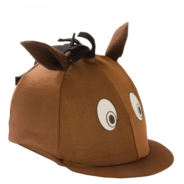 William Hunter Equestrian Forro para casco de equitación infantil  licra , diseño de cabeza de caballo marrón marrón