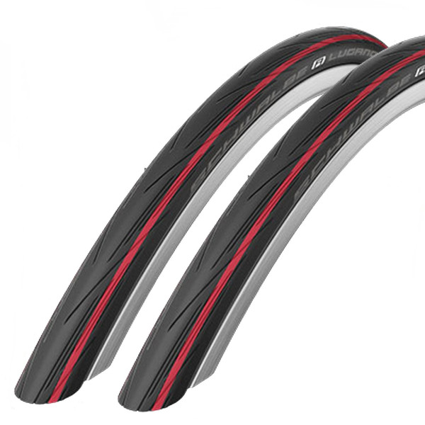 Schwalbe - 2 neumáticos Lugano para Bicicleta de Carretera, 700 c x 25, Color Rojo