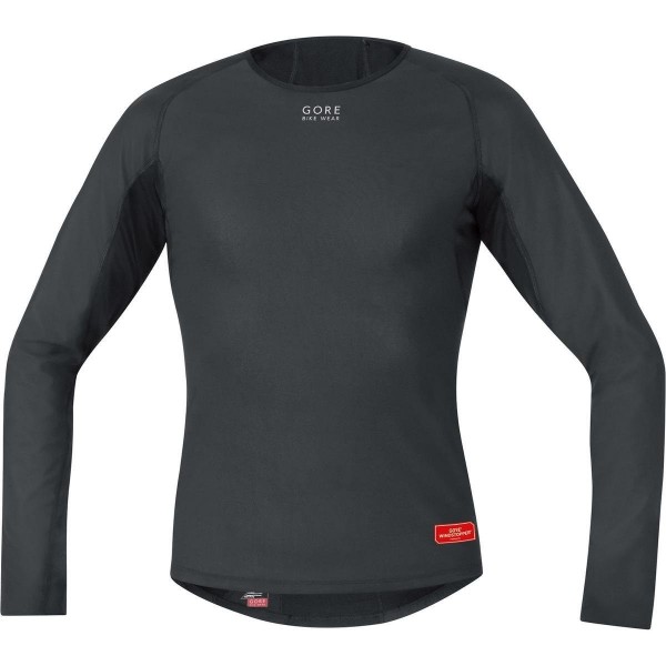 Gore Bike Wear Base Layer Windstopper Termo - Camiseta de ciclismo para hombre, color negro, talla M