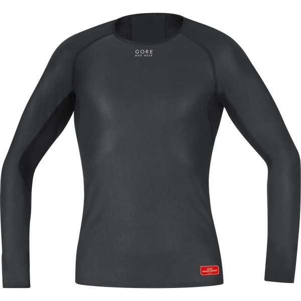 GORE BIKE WEAR Base Layer Windstopper Manga Larga - Camiseta de ciclismo para hombre, color negro, talla XL