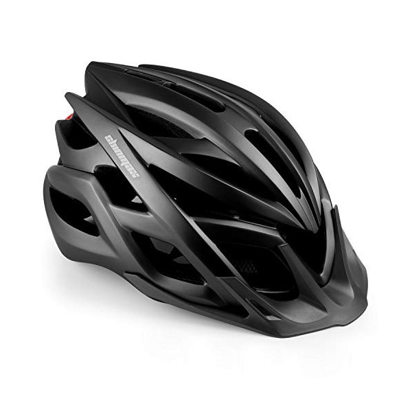 Shinmax Casco de Bicicleta, Casco de MTB con Visera Desmontable, montaña con luz de Advertencia LED, Casco de Ciclismo BMX eq