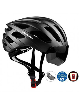 Shinmax Casco de Bicicleta,con Visera Magnética Extraíble,Certificación CE Casco Bicicleta,Protección para Montar Ski & Snowb