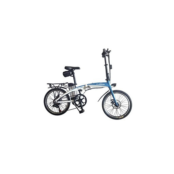 Helliot Bikes by Helliot 02 Bicicleta Eléctrica Plegable, Adultos Unisex, Blanca/Azul, M-L
