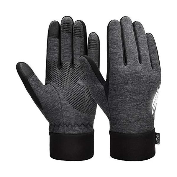 VBIGER Thickened Winter Gloves Warm Touch Screen Gloves Anti-Slip Cycling Gloves  Gris Oscuro, S 