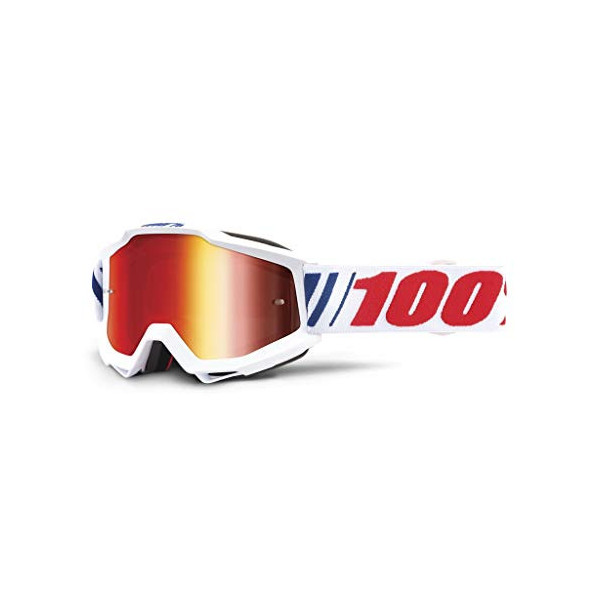 100 Percent ACCURI Goggle AF066-Mirror Red Lens Gafas de protección, Adultos Unisex, Blanco-Cristal Rojo, Mediano