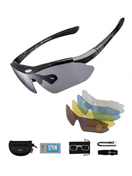 ROCKBROS Gafas de Sol Polarizadas con 5 Lentes Intercambiables para Ciclismo Bicicleta Running Deportes Protección UV 400 Ant