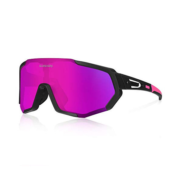 Queshark Gafas de Ciclismo Polarizadas Gafas de Sol Deportivas con Montura TR90 Gafas de Bicicleta Para Hombres Mujeres con 3