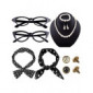 TUPARKA 12 piezas 50s Costume Accessories Set Incluye bufanda de gasa Gafas de ojo de gato Bandana Tie Diadema Pendientes Pu
