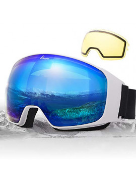 Elegear Ski Gafas Snowboard Gafas Esquí Lente Substituible Montura Entera Campo Visual Máximo Lentes Antiniebla UV Protección