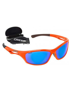 Cressi Sniper Sunglasses Gafas de Sol Deportivo, Adultos Unisex, Naranja/Lentes Espejadas Azul, Talla única