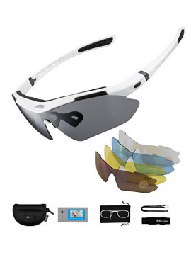 ROCKBROS Gafas de Sol Polarizadas con 5 Lentes Intercambiables para Ciclismo Bicicleta Running Deportes Protección UV 400 Ant