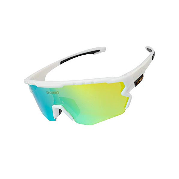 Gafas Ciclismo Polarizadas, Gafas de Conducción de Medio Cuadro con 3 Lentes Intercambiables, Gafas de Protección UV para Mon