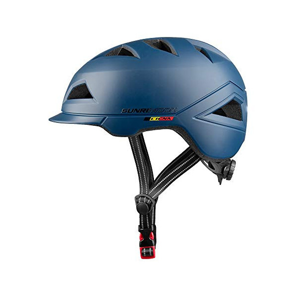 SUNRIMOON Casco de bicicleta para adultos con luz USB recargable, casco urbano de ciclismo ligero tamaño ajustable para hombr