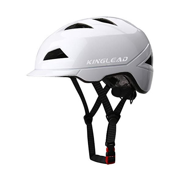 KINGLED Casco de Bicicleta,Certificado CE,Casco de Ciclismo con luz LED,Carga USB Extraíble, Casco Ajustable para Adultos,Hom