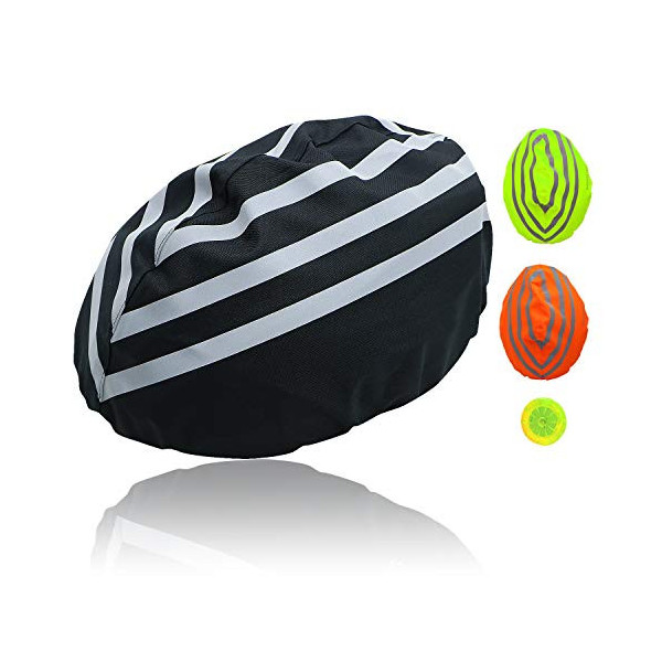 Yunjiadodo - Casco de bicicleta impermeable con tira reflectante, color negro, 1 unidad