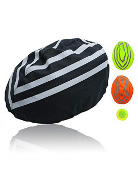 Yunjiadodo - Casco de bicicleta impermeable con tira reflectante, color negro, 1 unidad
