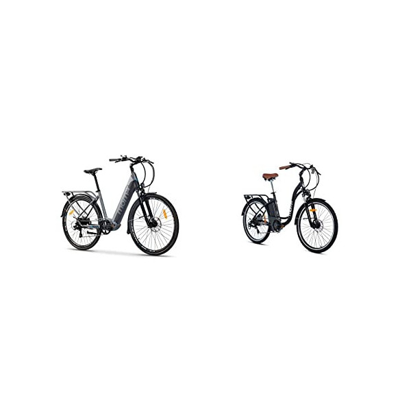 Moma Bikes Bicicleta Eléctrica Urbana EBIKE-28 Pro, Shimano 7vel, Frenos hidráulicos + Bicicleta Electrica E26.2 Aluminio, Sh