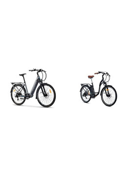 Moma Bikes Bicicleta Eléctrica Urbana EBIKE-28 Pro, Shimano 7vel, Frenos hidráulicos + Bicicleta Electrica E26.2 Aluminio, Sh