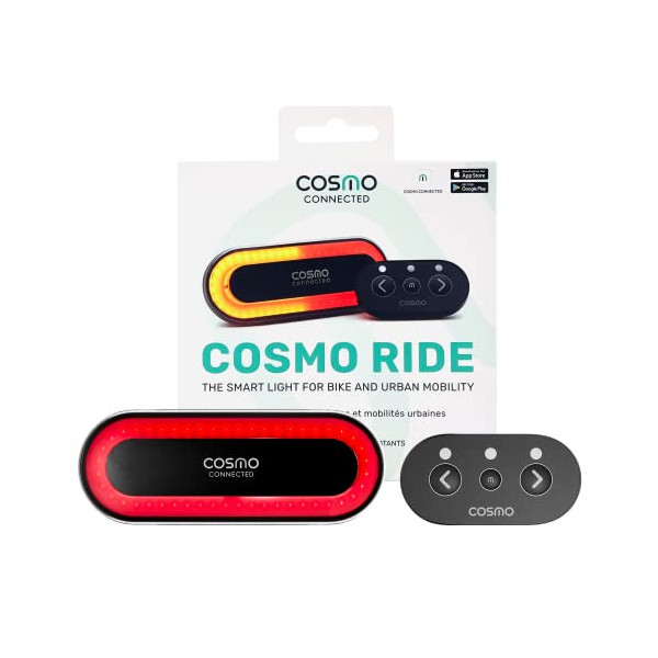 Cosmo Ride - Luz trasera inteligente conectada para bicicleta - Intermitentes, luz de freno, detección automática de caídas -