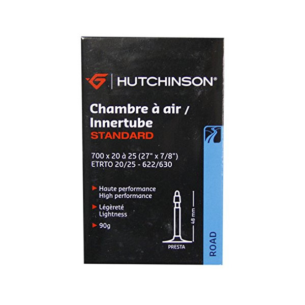 HUTCHINSON Cámara 700x20-25 Presta válvula 48 mm, Unisex Adulto, Negro, 700 x 20 a 25