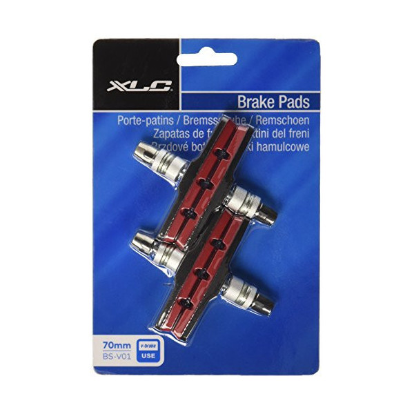 Xlc Kit 4 Zapatas BS-V01 V-Brake 70 mm, Negro/Rojo