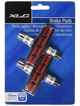 Xlc Kit 4 Zapatas BS-V01 V-Brake 70 mm, Negro/Rojo