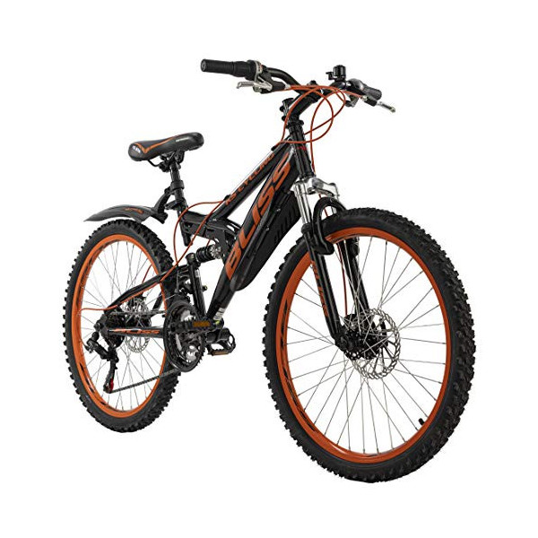 KS Cycling Bliss Fully-Bicicleta de montaña  24, Altura del Cuadro de 38 cm , Color Negro y Naranja, 38