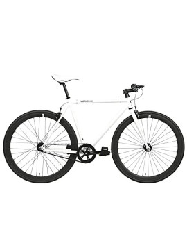 FabricBike- Bicicleta Fixie, piñon Fijo, Single Speed, Cuadro Hi-Ten Acero, 10,45 kg.  Talla M   L-58cm, Space White & Black 