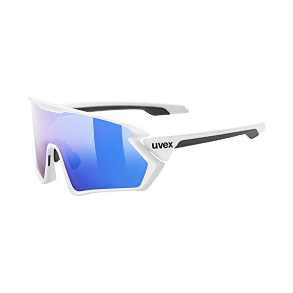 uvex sportstyle 231, gafas deportivas unisex, antivaho, comodidad sin presión y sujeción perfecta, white-matt/mirror blue, on