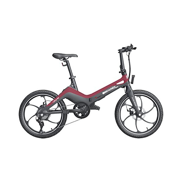 BEHUMAX - Bicicleta eléctrica E-Urban 790+ Red, Motor de 250 W, Ruedas de 20 Pulgadas, Modelo Plegable, con Faro led Delanter