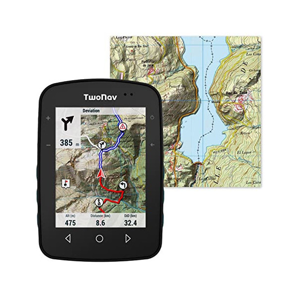 TwoNav Terra + Mapa España Topo, GPS con Pantalla Amplia 3.7 Pulgadas para montaña, Senderismo, MTB, Bicicleta con mapas incl
