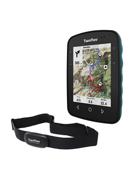 TwoNav Terra + Pulsómetro, GPS con Pantalla Amplia 3.7 Pulgadas para montaña, Senderismo, MTB, Bicicleta con mapas incluidos 