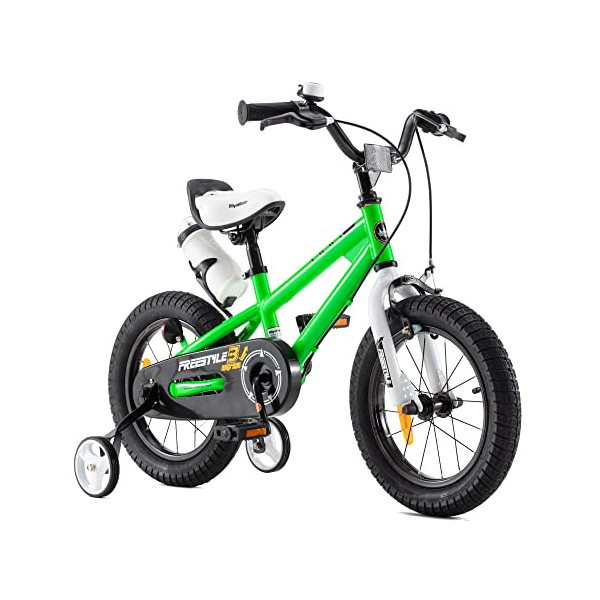 Royal Baby Bicicletas Infantiles niña niño Freestyle BMX Ruedas auxiliares Bicicleta para niños 16 Pulgadas Verde