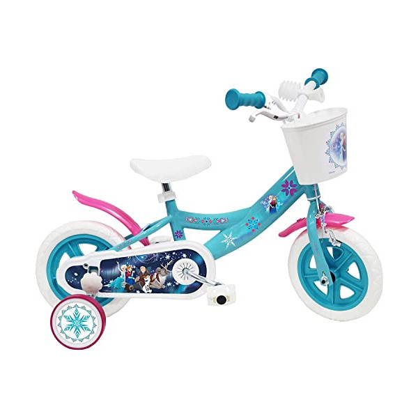 Disney Frozen - Bicicleta infantil, color blanco y azul, 10" pulgadas