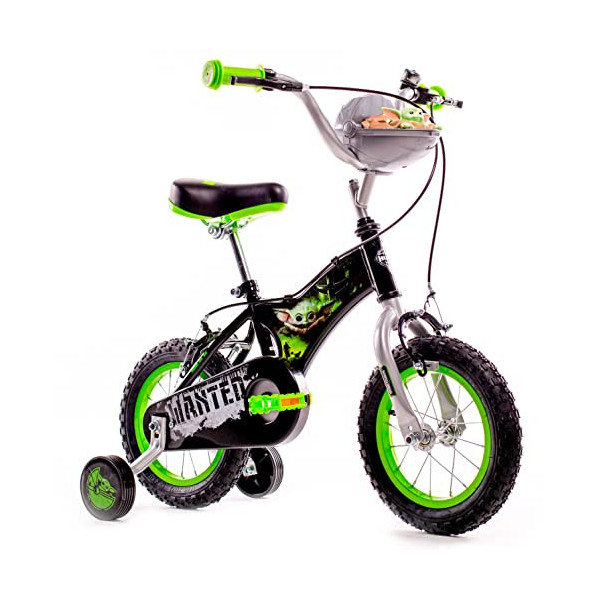 Huffy Star Wars Grogu-Bicicleta Infantil de 12 Pulgadas, Niños, Negro y Verde, 30,5 cm