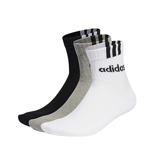 adidas IC1296 C 3S LIN 3P Socks Unisex medium grey heather/white/black L