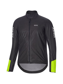 GORE Wear Chaqueta impermeable de ciclismo en carretera para hombre, XXL, Negro/Amarillo neón, 100418