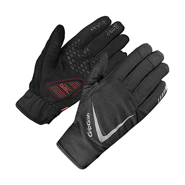 GripGrab Cloudburst Waterproof Midseason Thermal Full Finger Cycling Gloves-Padded Touchscreen-Compatible-Black, Yellow HiViz