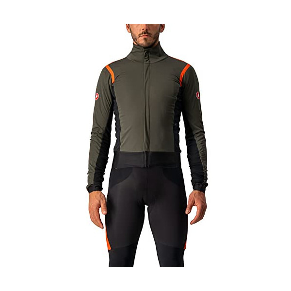 castelli Alpha Ros 2 Jacket Chaqueta, Hombre, Military Green/Fiery Red Silver Gray, XXL