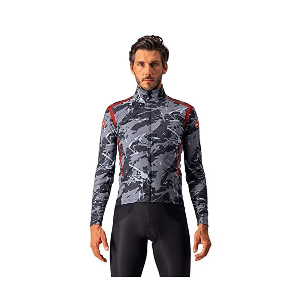 CASTELLI Perfecto Ros Long SL Chaqueta, GRY/Blue-Pro Red, X-Large Hombres