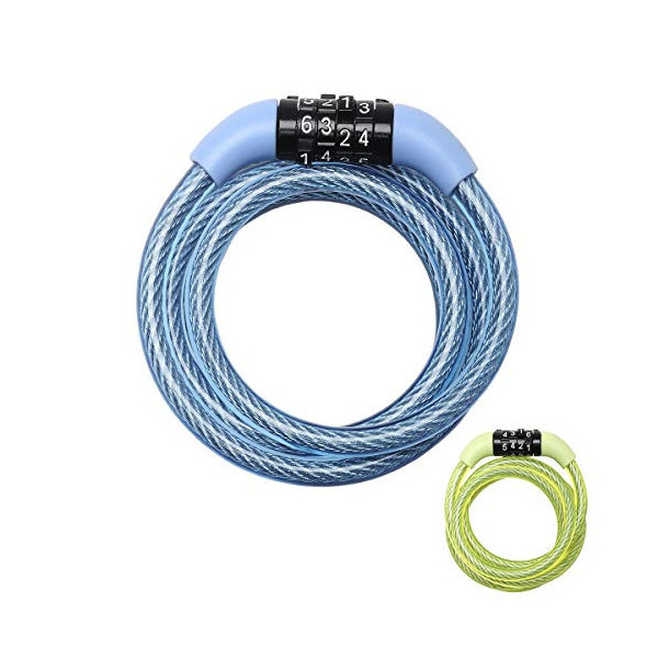 MASTER LOCK Candado Bicicleta [1,2 m Cable] [Combinación] [Exterior] [Color al Azar] 8143EURDPROCOL - Ideal para Bicicleta, M