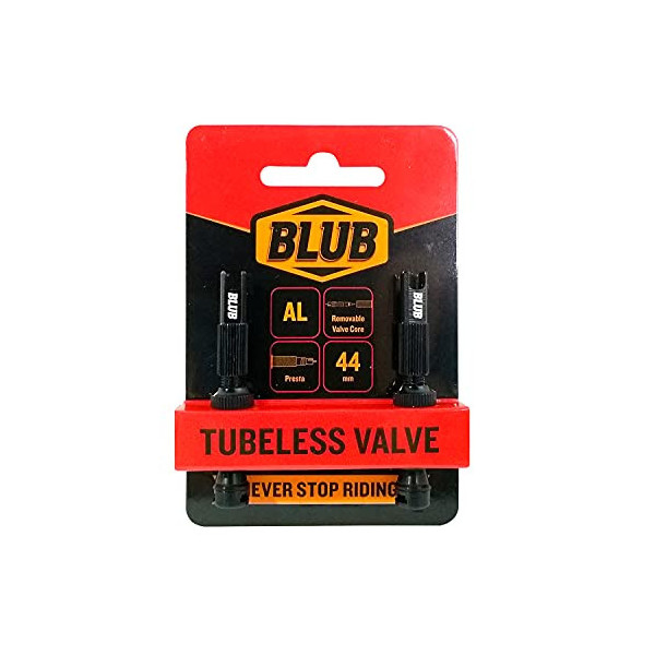 BLUB Valvula Tubeless MTB 44mm | Valvula Presta Aluminio, Pack 2 Valvula Bicicleta para Kit Reparacion Neumaticos | Parches B