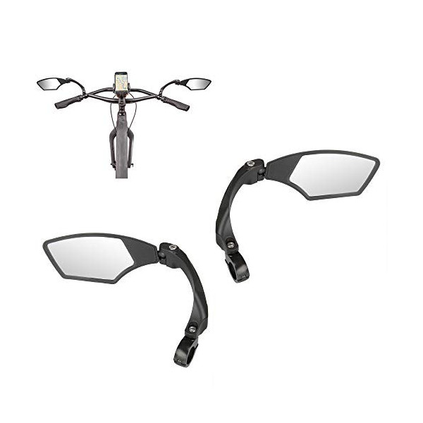 M-Wave Juego de espejos de bicicleta SPY Space Unisex para adultos, color negro