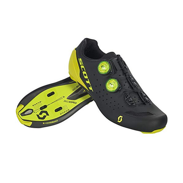 SCOTT Carretera RC Zapatillas de Ciclismo, Hombre, Black/Sulphur Yellow, 45