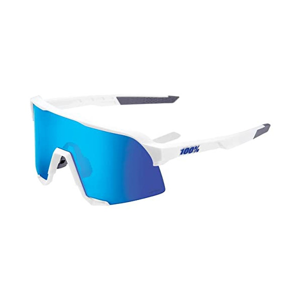 Desconocido Gafas de Ciclismo 100% S3 Matte White, Hiper Blue, Blanco, Lente Espejo Azul